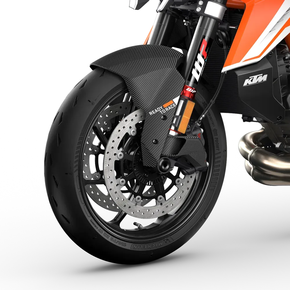 Przednie koło kute z tarczą 320 mm, zaciskiem Brembo HyPure i widelcem WP PRO
