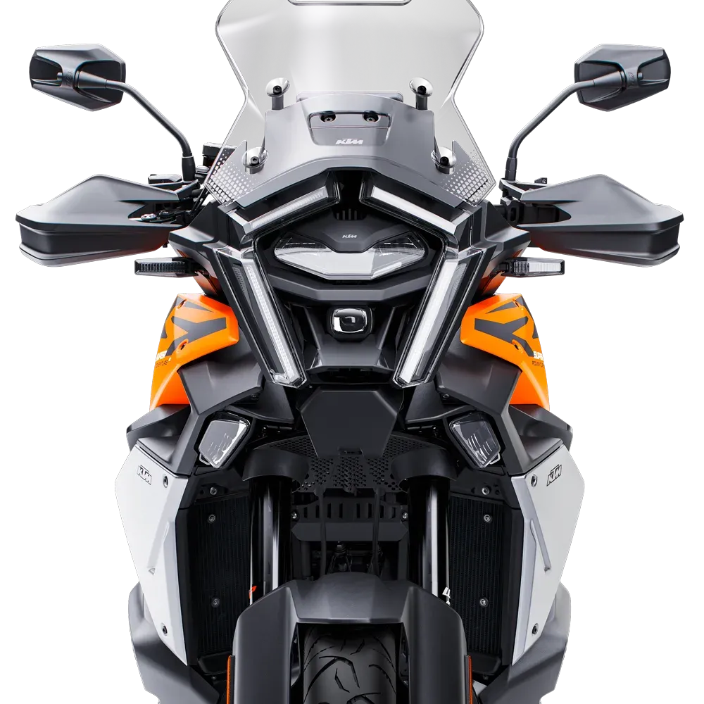 Przód motocykla z modułem radaru pod reflektorem