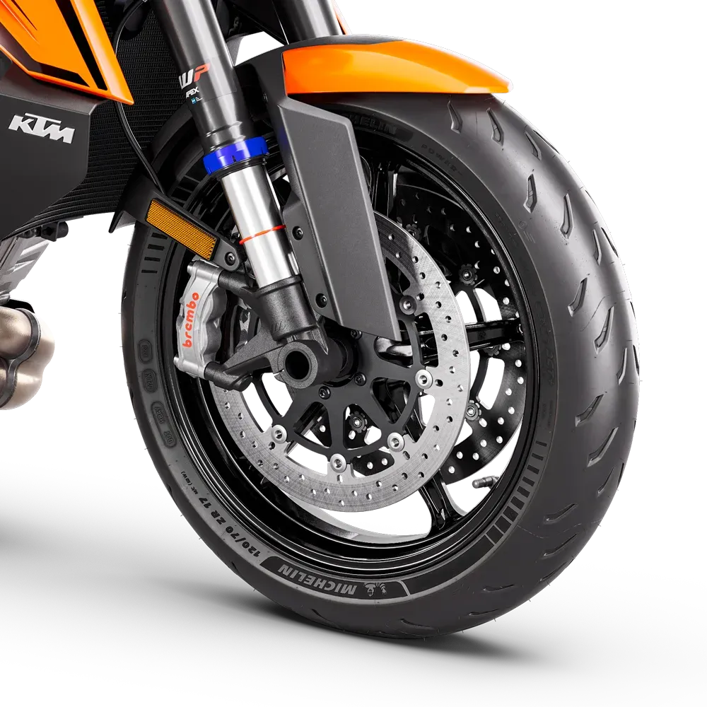 Przednie koło z tarczą 320 mm i monoblokiem Brembo Stylema